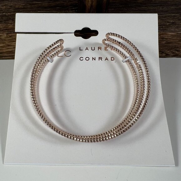 Jewelry - Lauren Conrad Rose Gold-Tone Triple-Row Textured Hoop Bracelet